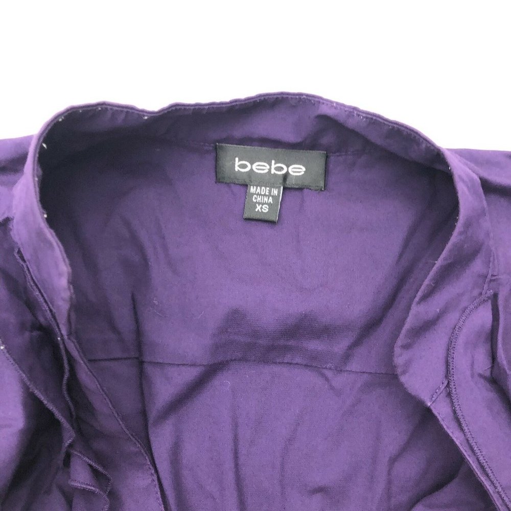 bebe Purple Ruffled Button-Front Blouse - Picture 5 of 5